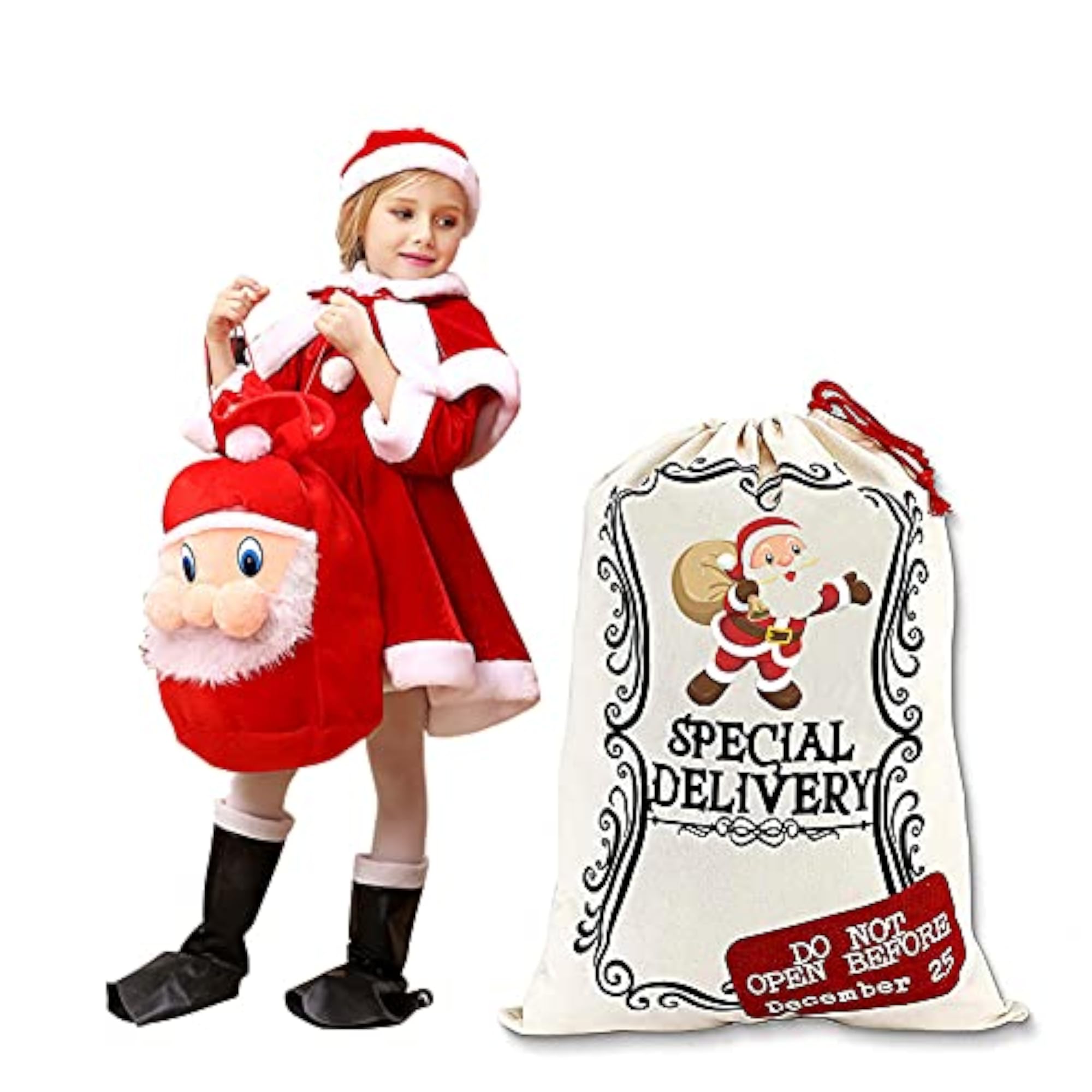 4 Pack Blank Sublimation Santa Sacks with Drawstring